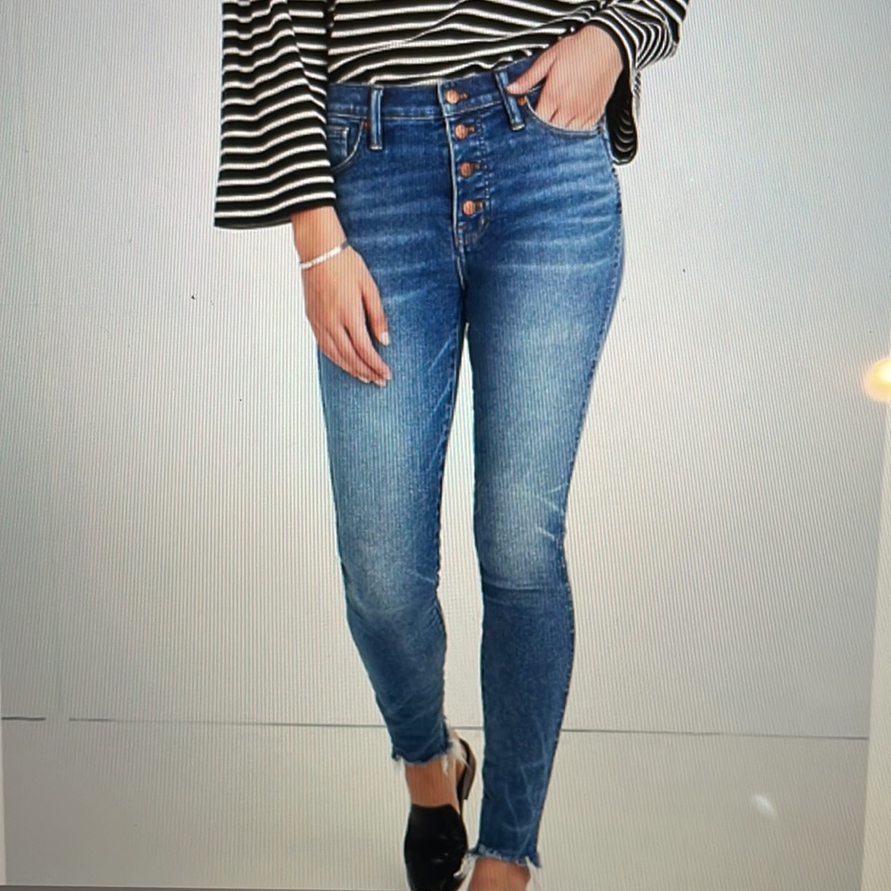 Madewell 10” High Rise Skinny Raw Hem Denim Jeans